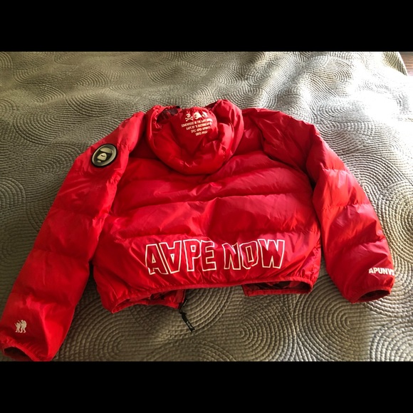 Bape Bathing Ape red Camo reversible puffer jacket size S - Picture 4 of 12
